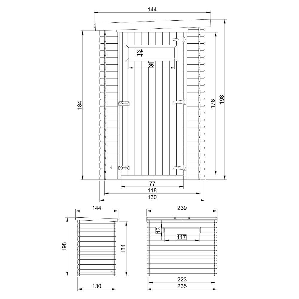 Timbela - Abri de jardin en bois l239xL144xH198 cm / 2.63 m² avec sol traité - Petit abri à outils, Local à vélos -  19 mm d’épaisseur - Timbela M306A+M306G - Imagen 6