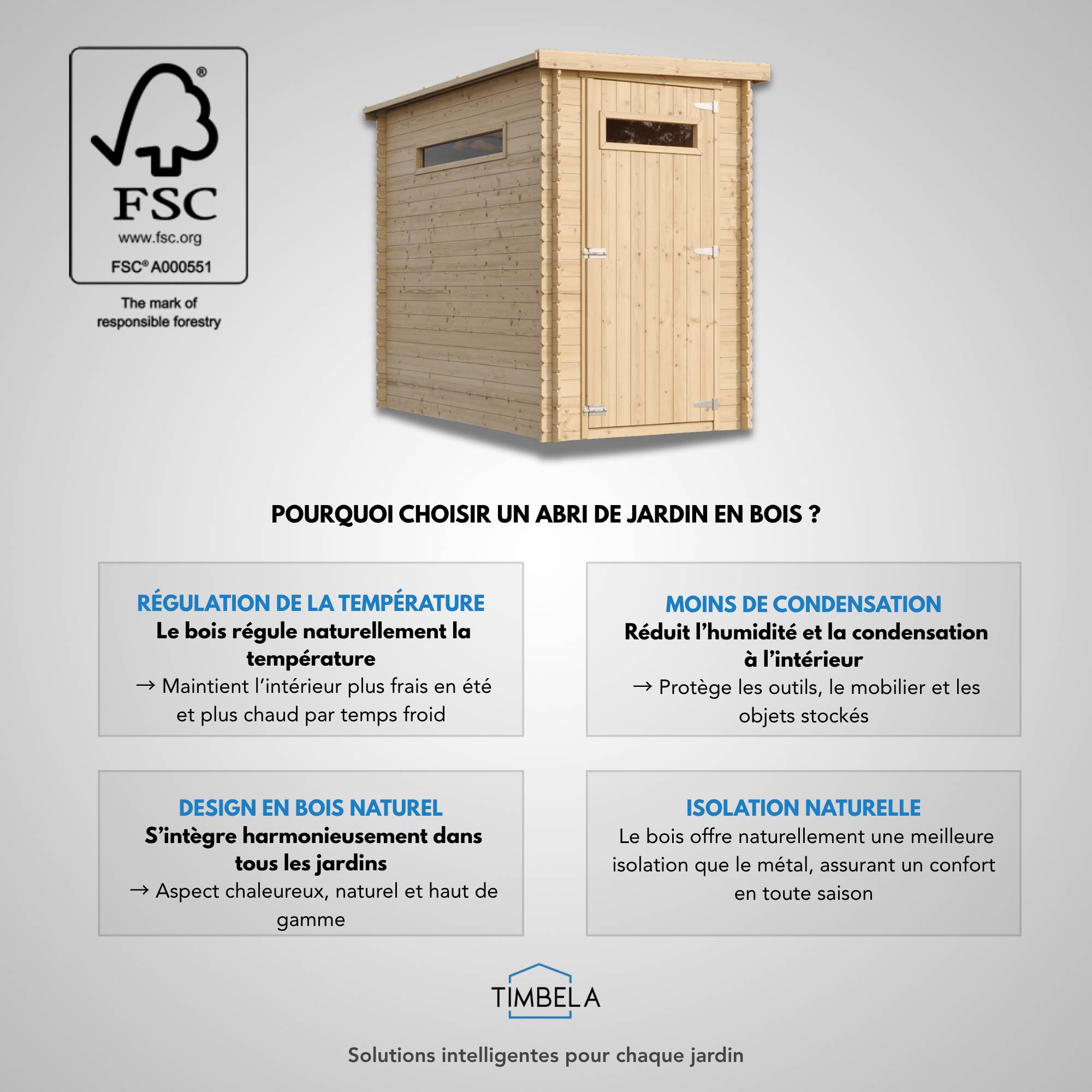 Timbela - Abri de jardin en bois l239xL144xH198 cm / 2.63 m² avec sol traité - Petit abri à outils, Local à vélos -  19 mm d’épaisseur - Timbela M306A+M306G - Imagen 9