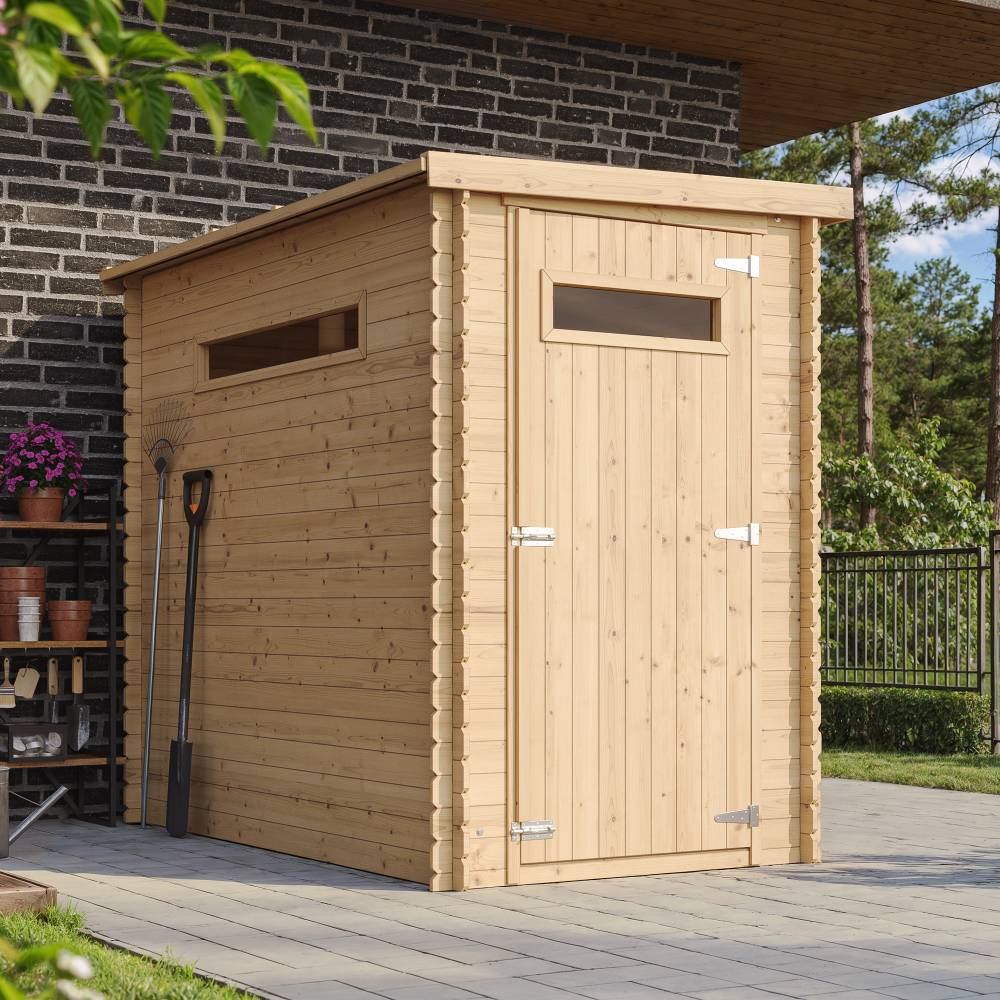Timbela - Abri de jardin en bois l239xL144xH198 cm / 2.63 m² avec sol traité - Petit abri à outils, Local à vélos -  19 mm d’épaisseur - Timbela M306A+M306G - Imagen 1