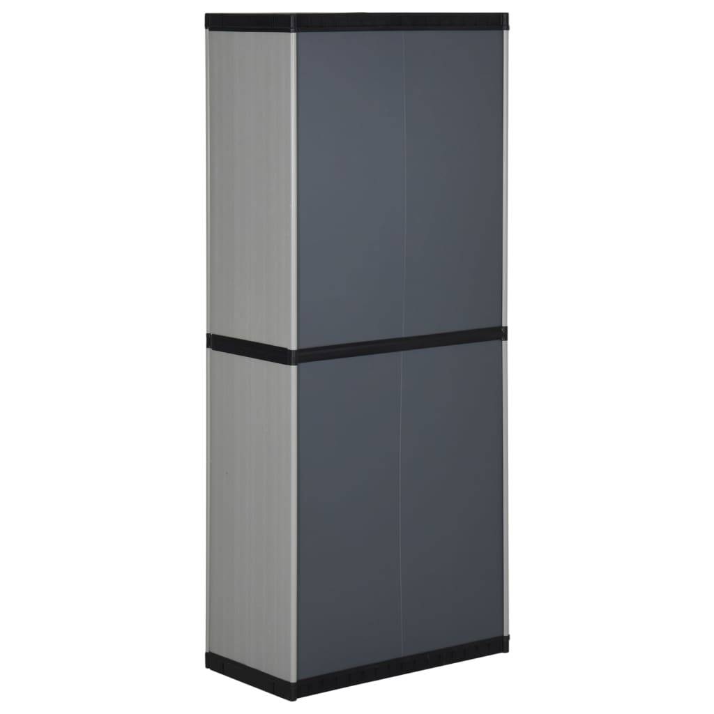 Armoire de jardin, Armoire d'extérieur, Armoire de rangement jardin 3 étagères Gris/noir 68x40x168cm MP93 - Image 5