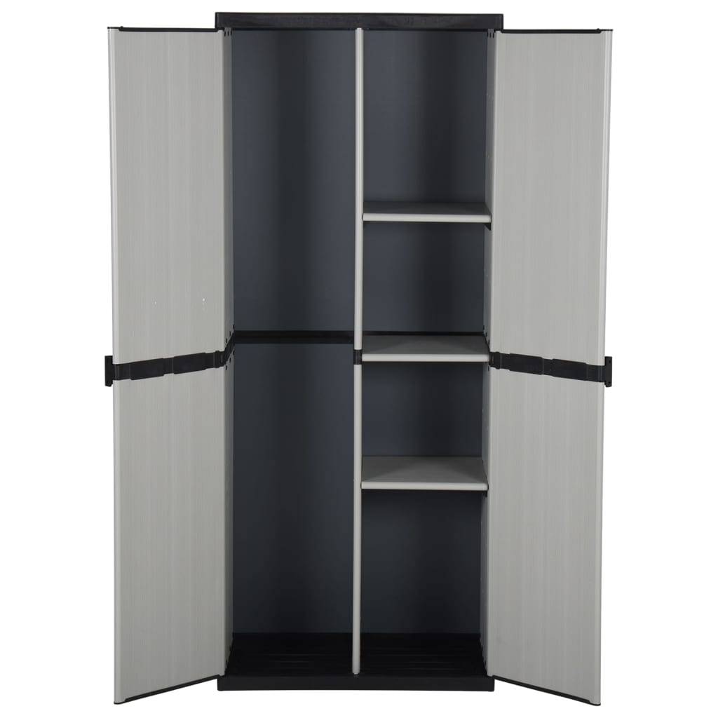 Armoire de jardin, Armoire d'extérieur, Armoire de rangement jardin 3 étagères Gris/noir 68x40x168cm MP93 - Image 3