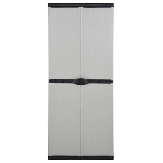 Armoire de jardin, Armoire d'extérieur, Armoire de rangement jardin 3 étagères Gris/noir 68x40x168cm MP93 - Image 1