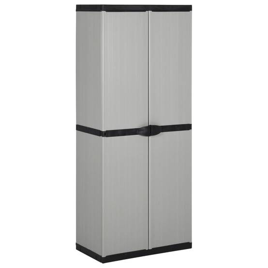 Armoire de jardin, Armoire d'extérieur, Armoire de rangement jardin 3 étagères Gris/noir 68x40x168cm MP93 - Image 2