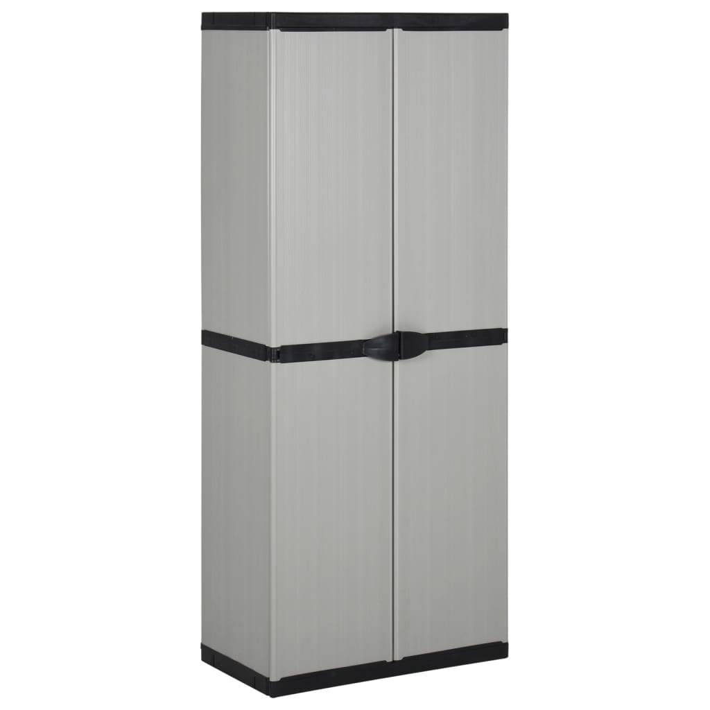 Armoire de jardin, Armoire d'extérieur, Armoire de rangement jardin 3 étagères Gris/noir 68x40x168cm MP93 - Image 2