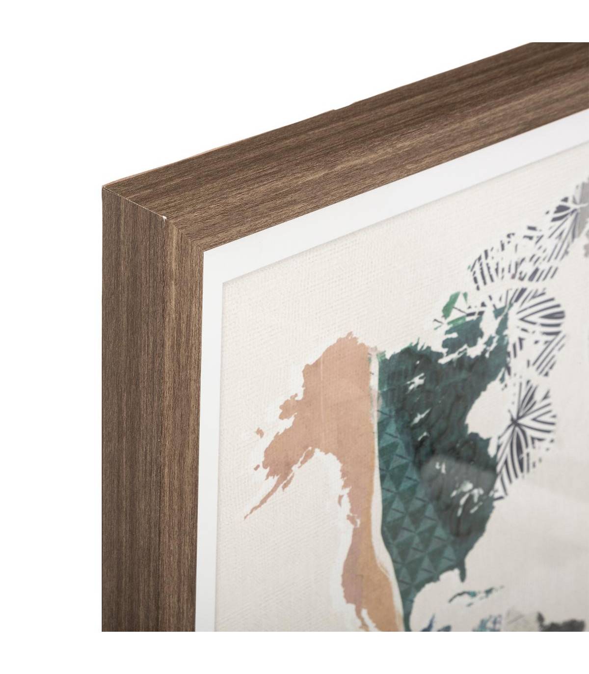Cadre décoratif Carte du Monde en Bois et Verre 80 x 50 cm - Imagen 2