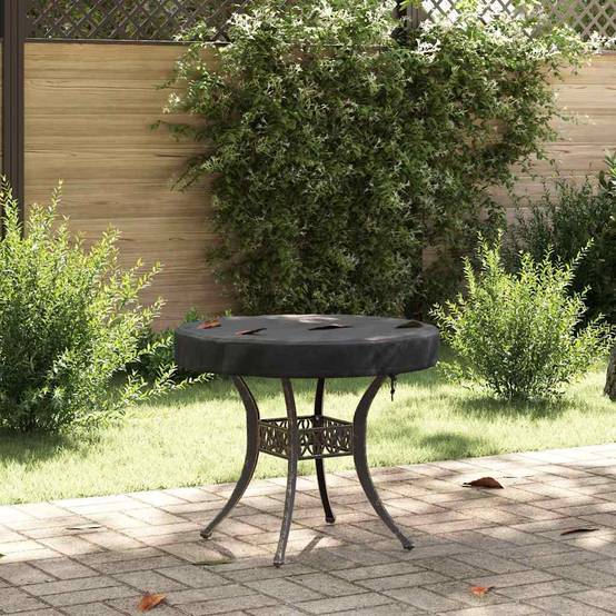 Housse pour Table Ronde Extérieure Tissu Oxford 420D Anti-Pluie Anti-UV pour Terrasse Noir 82x82x10 cm – ComfortXL Outdoor Living - Image 1