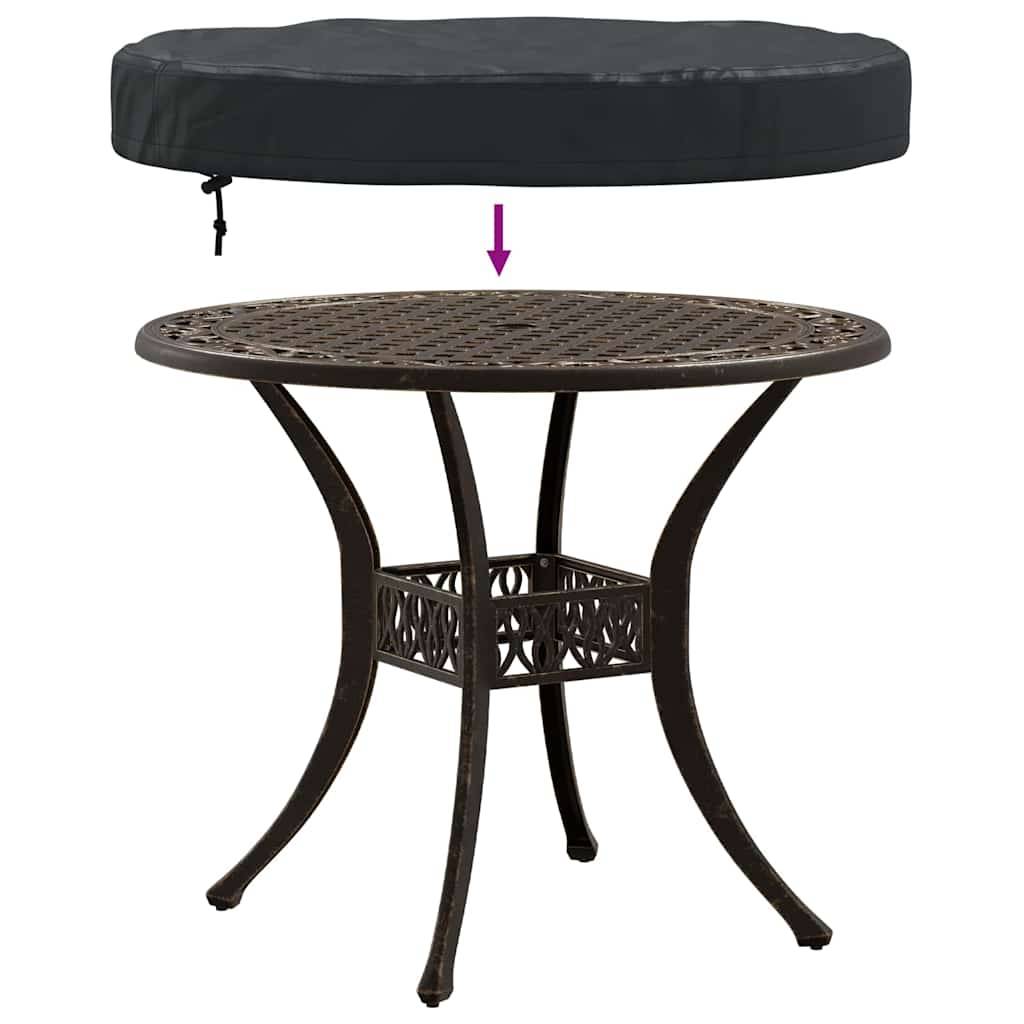 Housse pour Table Ronde Extérieure Tissu Oxford 420D Anti-Pluie Anti-UV pour Terrasse Noir 82x82x10 cm – ComfortXL Outdoor Living - Image 6