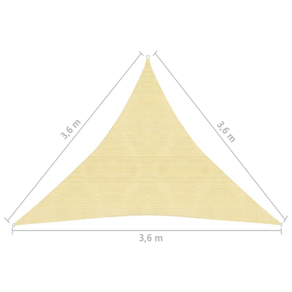 Voile d'ombrage parasol en PEHD triangulaire 3,6 x 3,6 x 3,6 m beige - Imagen 6