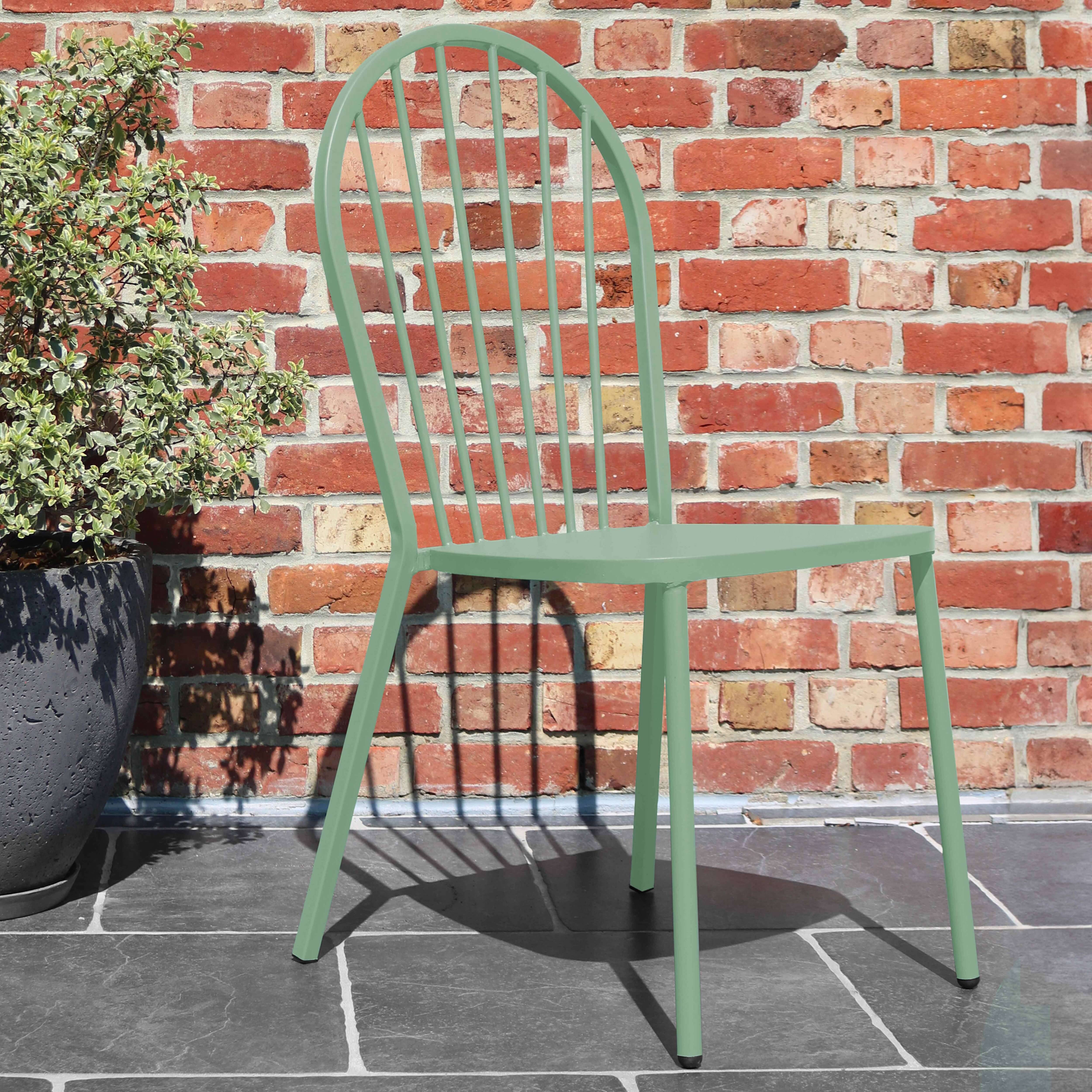 Oviala - Chaise bistrot de jardin en métal vert sauge Honfleur - Oviala - Image 2