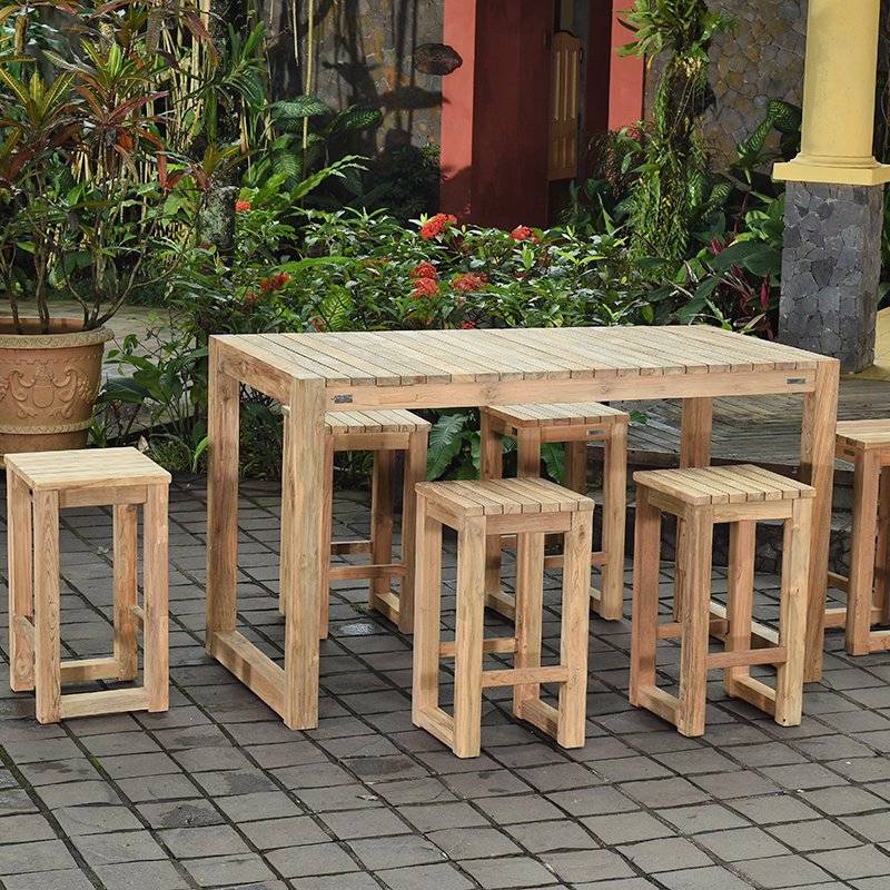 Tabouret haut en teck recyclé Toscagne - Gecko Jardin - Imagen 4