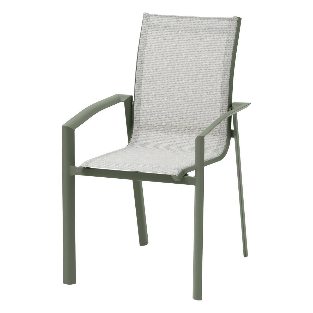 Hesperide - Fauteuil de jardin empilable "Axant" vert olive & vert laurier aluminium et texaline Hespéride - Image 2