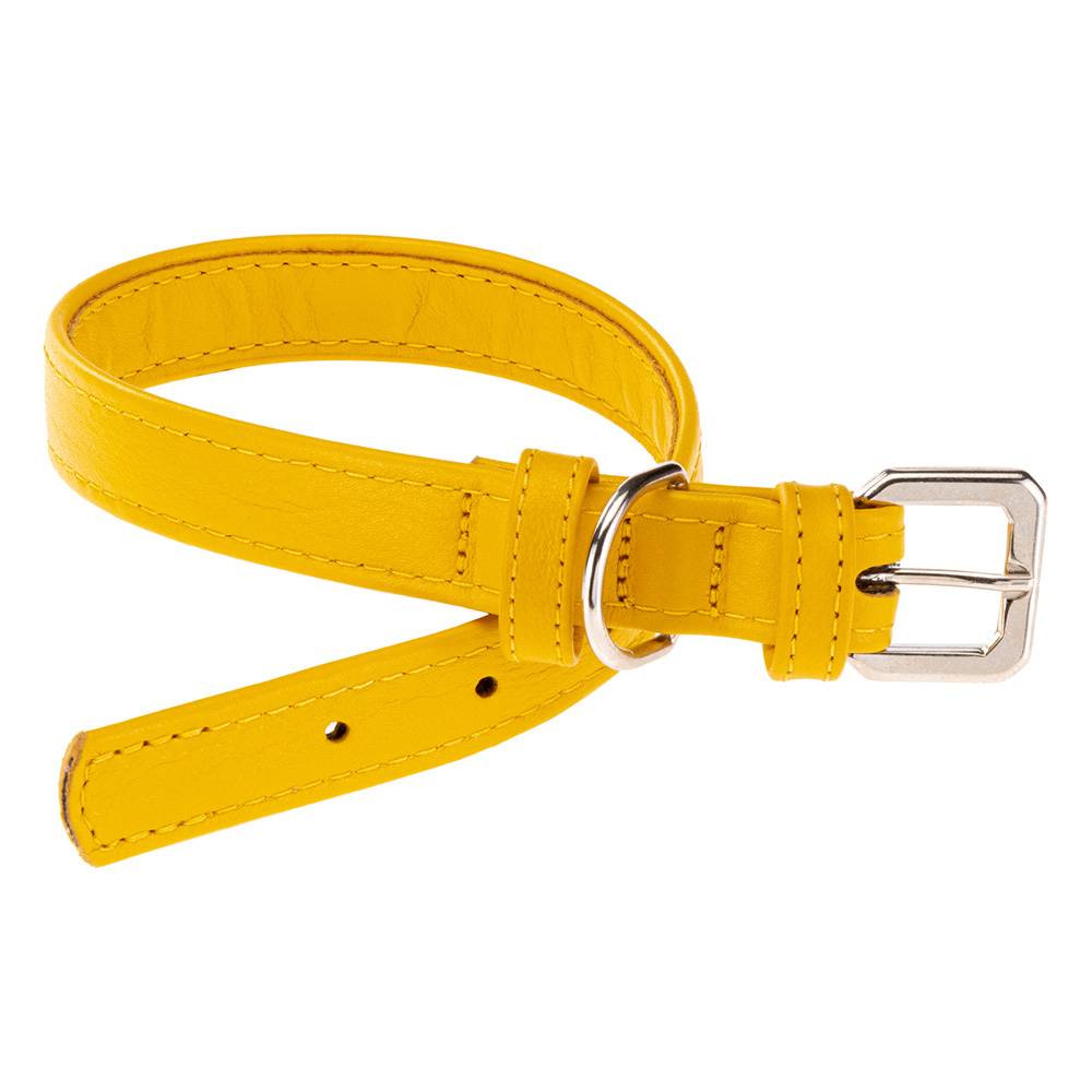 Ferplast - Collier pour Chiens VOGUE CF20/39, Cuir Véritable, Réglable, Boucle en Métal, Jaune - Imagen 1