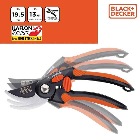 Sécateur de jardin 19.5cm Lame acier haute qualité Revetement anti-adhésif Coupe 13mm Black et Decker - Imagen 3
