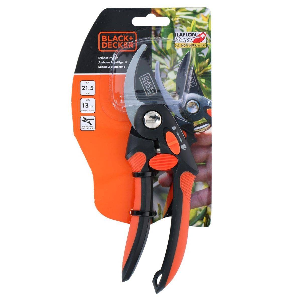 Sécateur de jardin 19.5cm Lame acier haute qualité Revetement anti-adhésif Coupe 13mm Black et Decker - Imagen 5