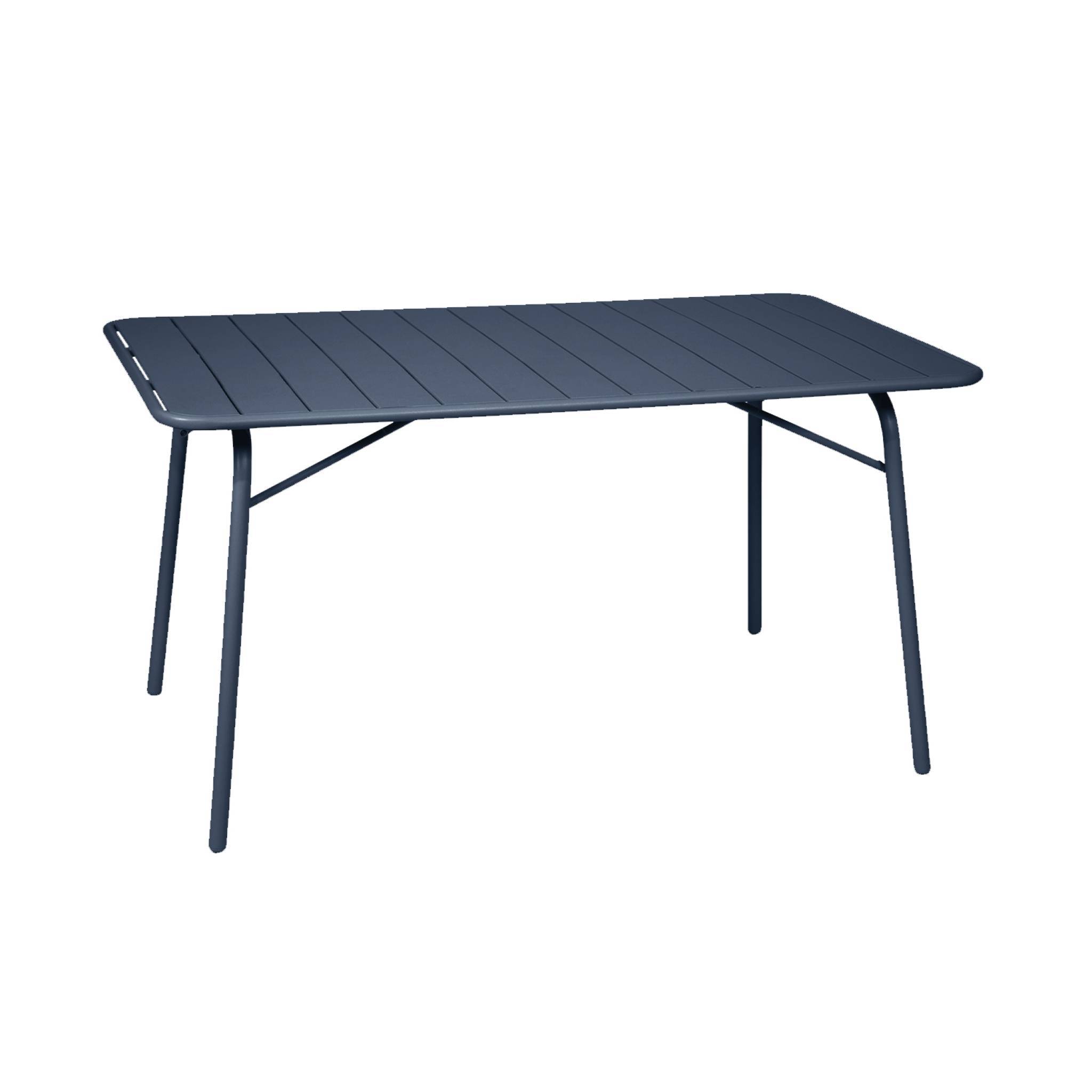 sweeek - Table de jardin pliante métal 6 places. marine. Amelia. 140x80 cm. traitement antirouille. lattes et bords arrondis | sweeek - Image 2
