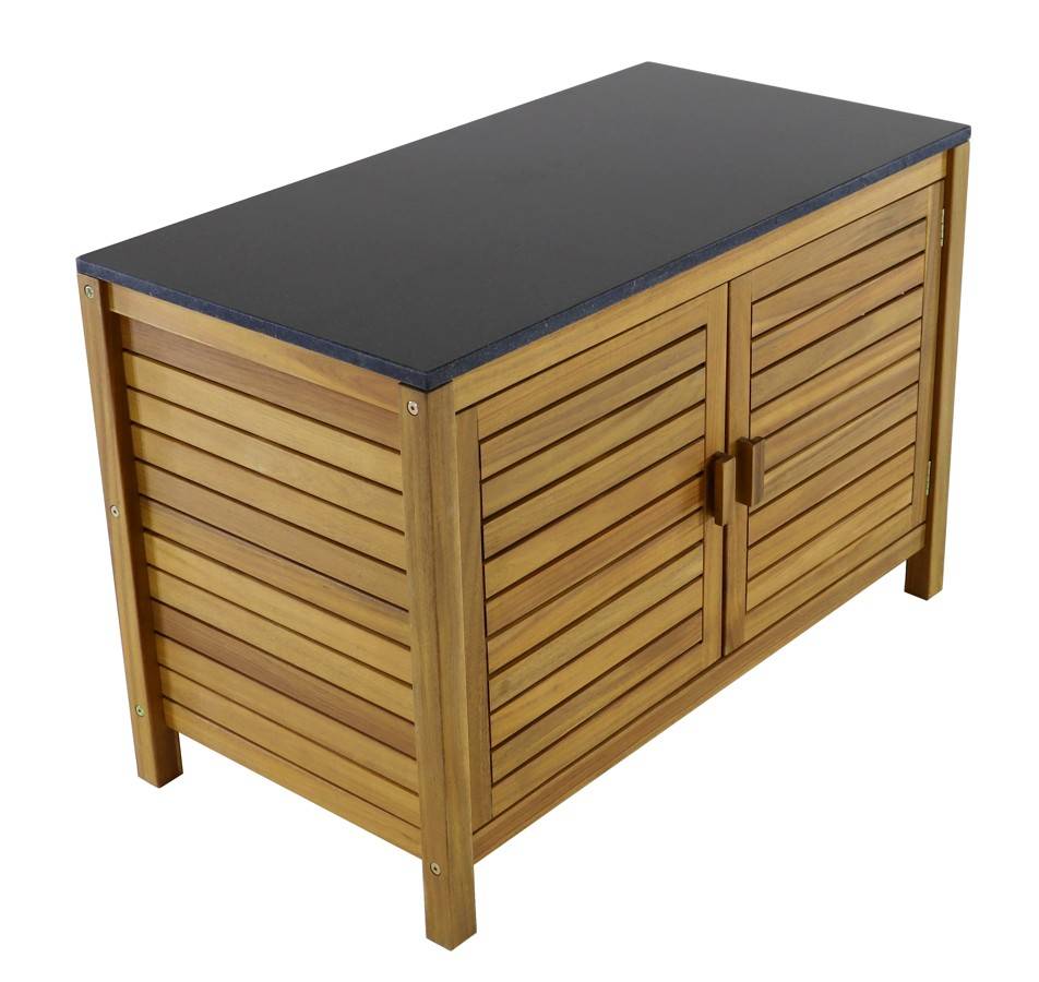 Proloisirs - Meuble de rangement Fidgi à 2 compartiments en bois d'acacia - granite noir PROLOISIRS