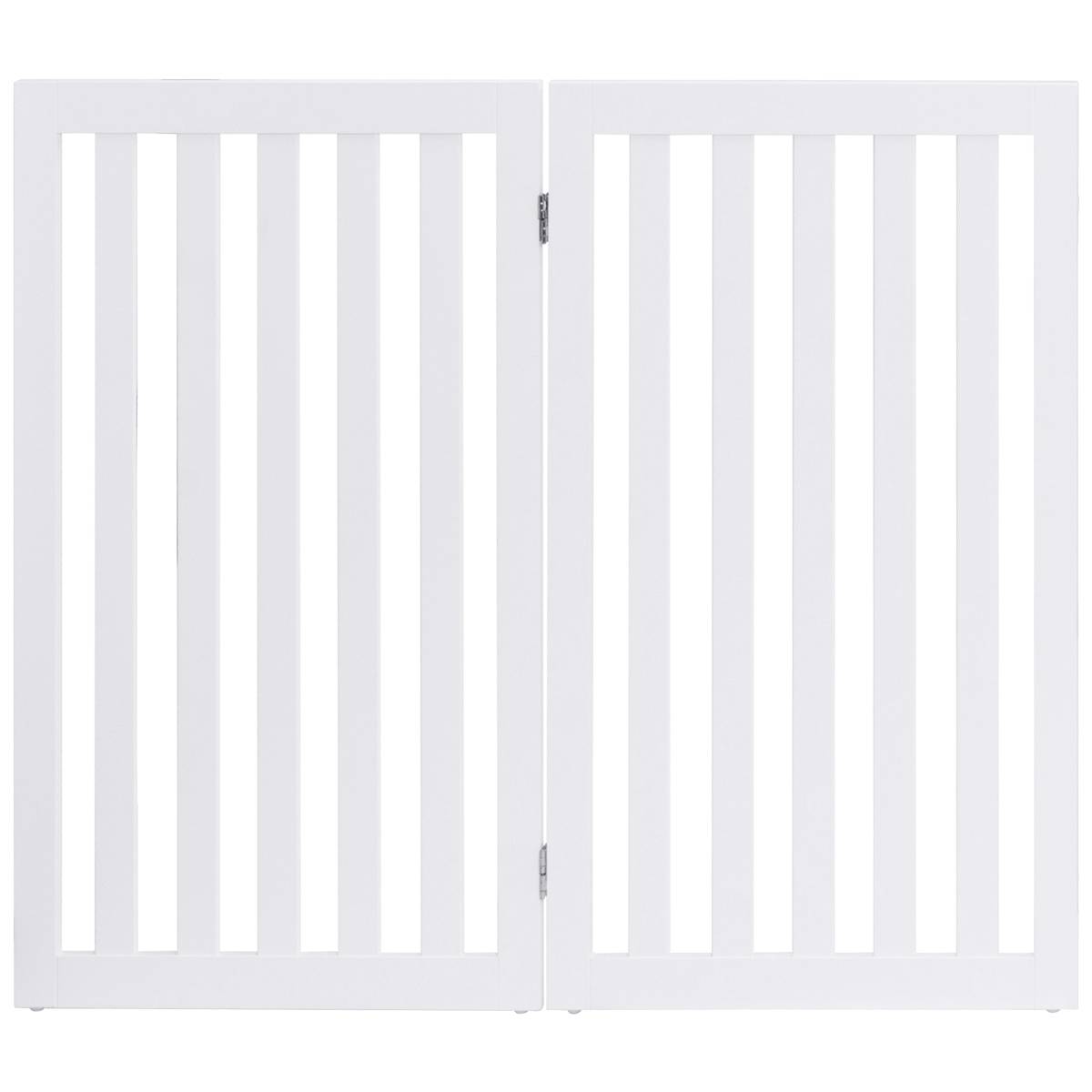 Barrière Autoportante pour Chien 2 Panneaux en Bois Charnières Métalliques à 360° Antidérapants pour Maison Escaliers Blanc - Image 1