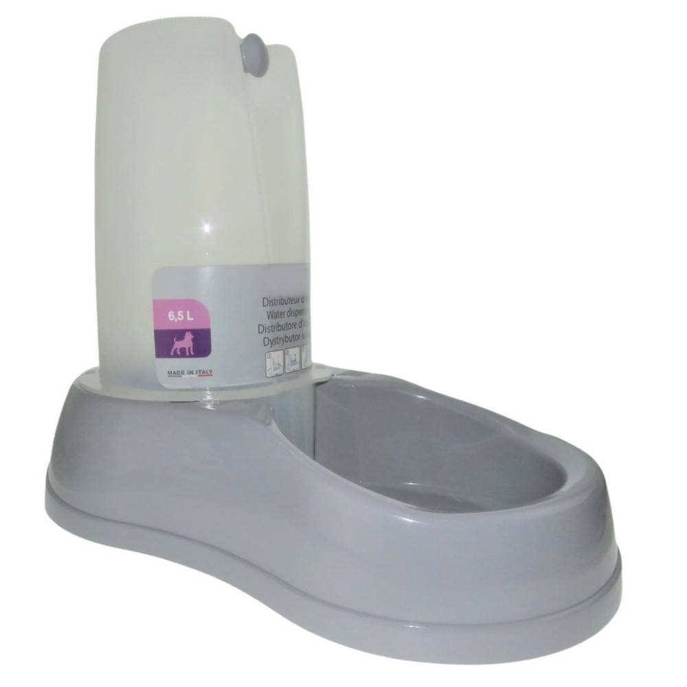 Dispensador de agua 6.5 litros, gris de plástico, para perro - Imagen 3