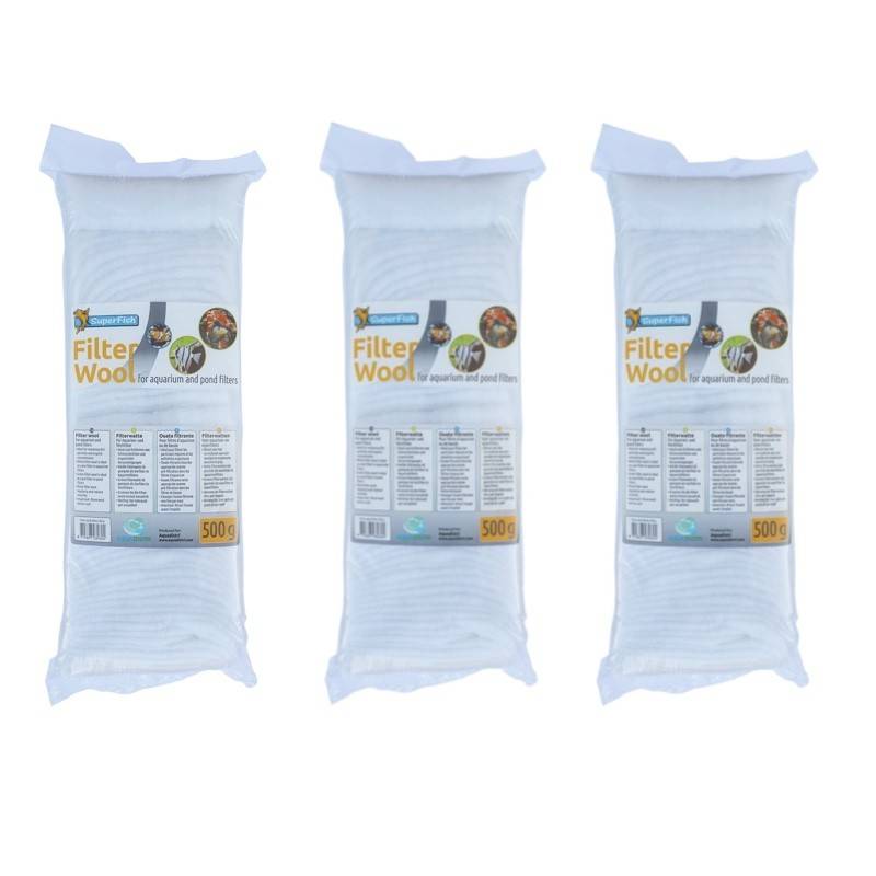 3 Ouates - Perlon blanc 500 gr pour filtre d'aquarium