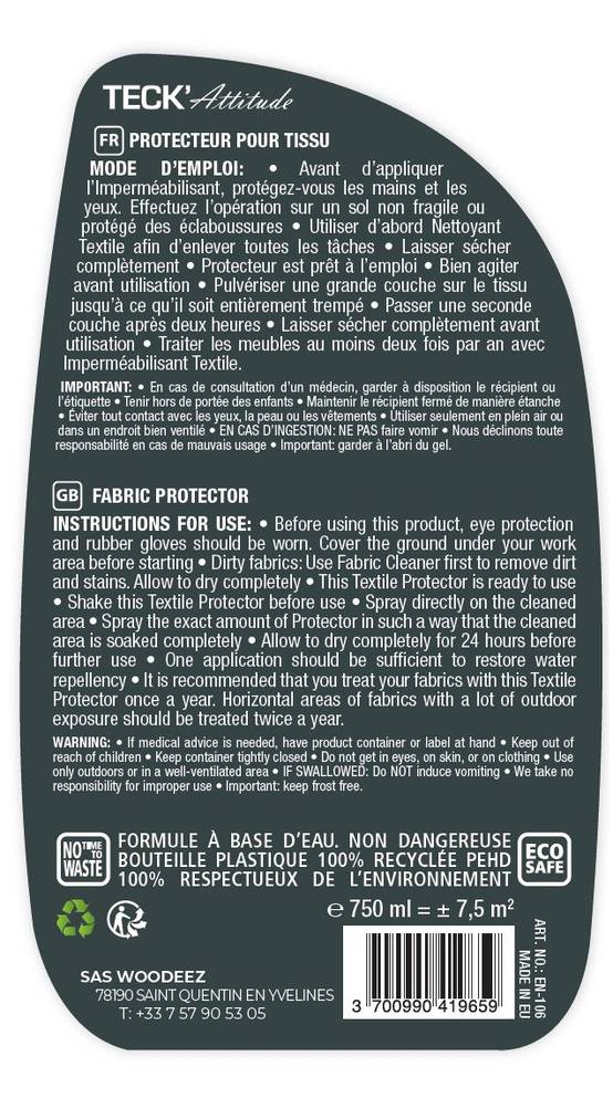 Protecteur pour tissus 750 ml - TECK'Attitude - Imagen 2