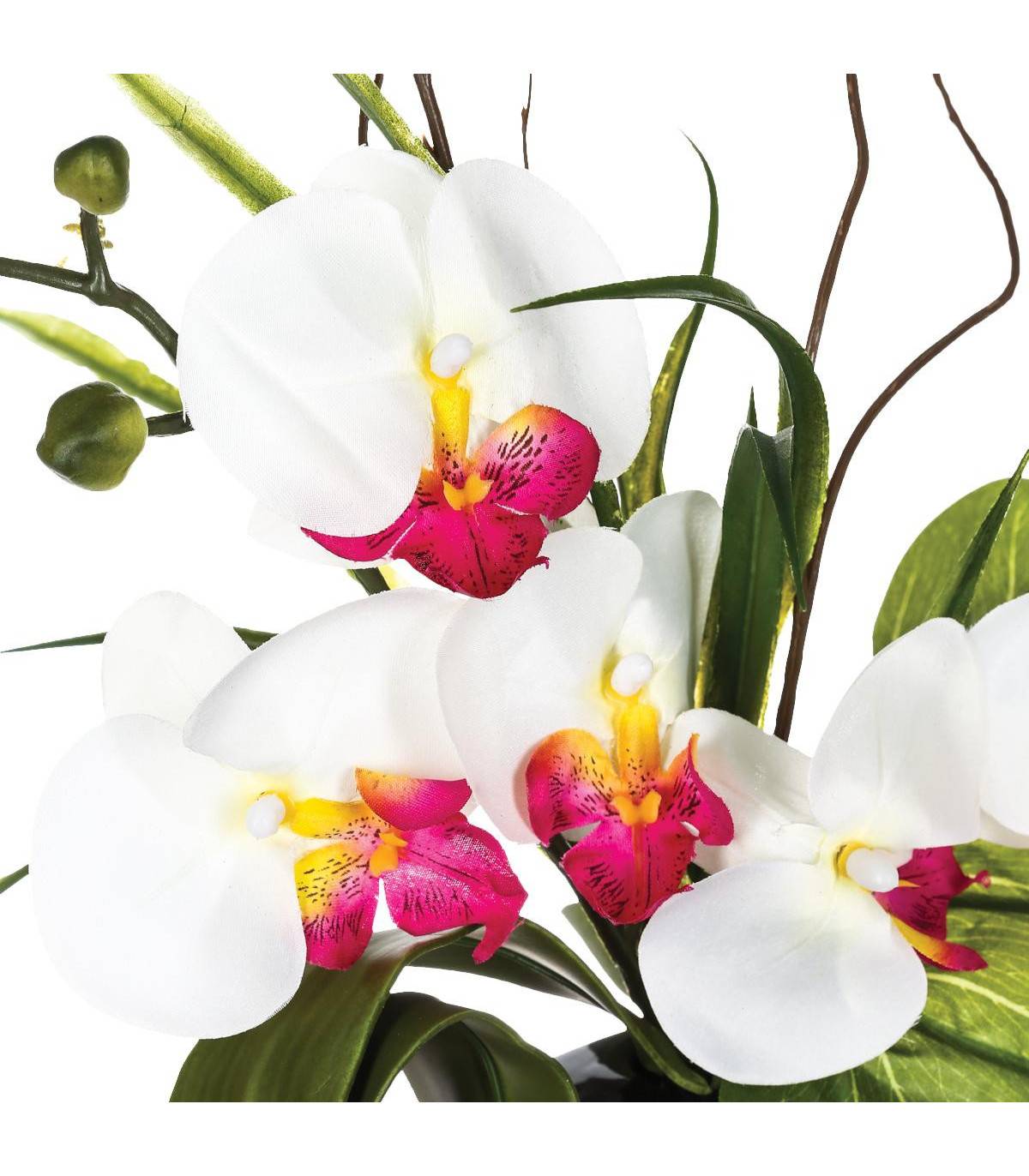 Composition florale artificielle d'orchidées avec vase céramique H 44 cm - Imagen 2