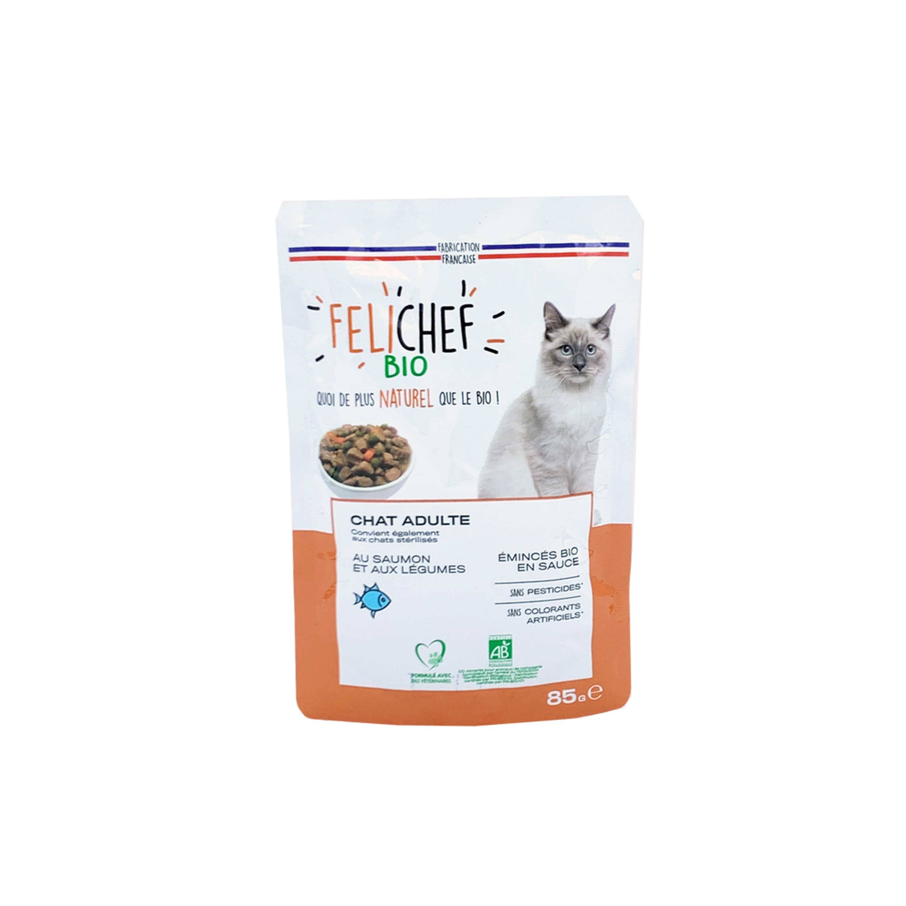 Felichef - Felichef - Emincés Bio Saumon & Légumes pour Chat - Imagen 1