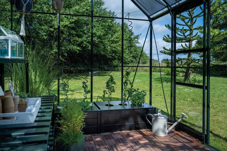 Halls - Serre en verre trempé 9,7 m² ICON Planthouse 8 + embase, vert - Halls - Image 3