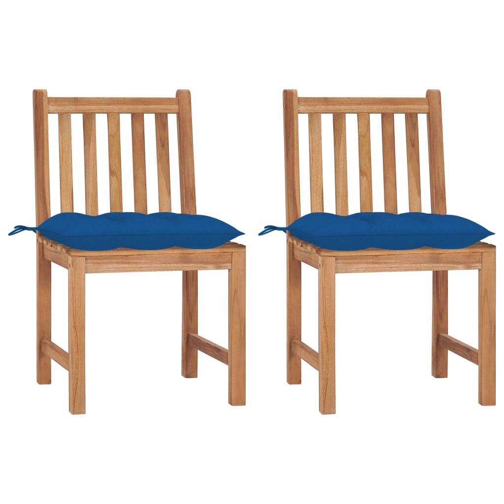 Lot de 2 chaises de jardin bois de teck bleu 50 x 53 x 90 cm - PANGIVO
