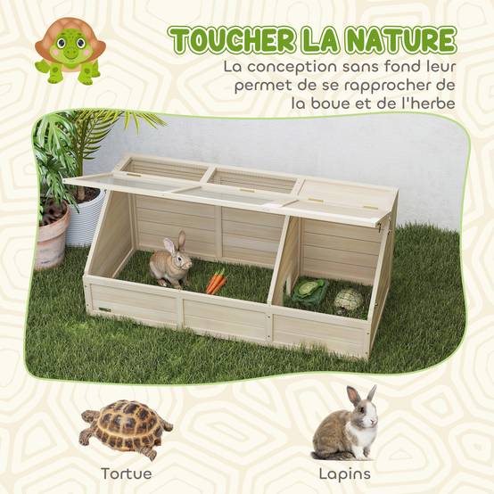 Enclos pour tortue bois naturel 120 x 55 x 50 cm - PANGIVO - Image 7