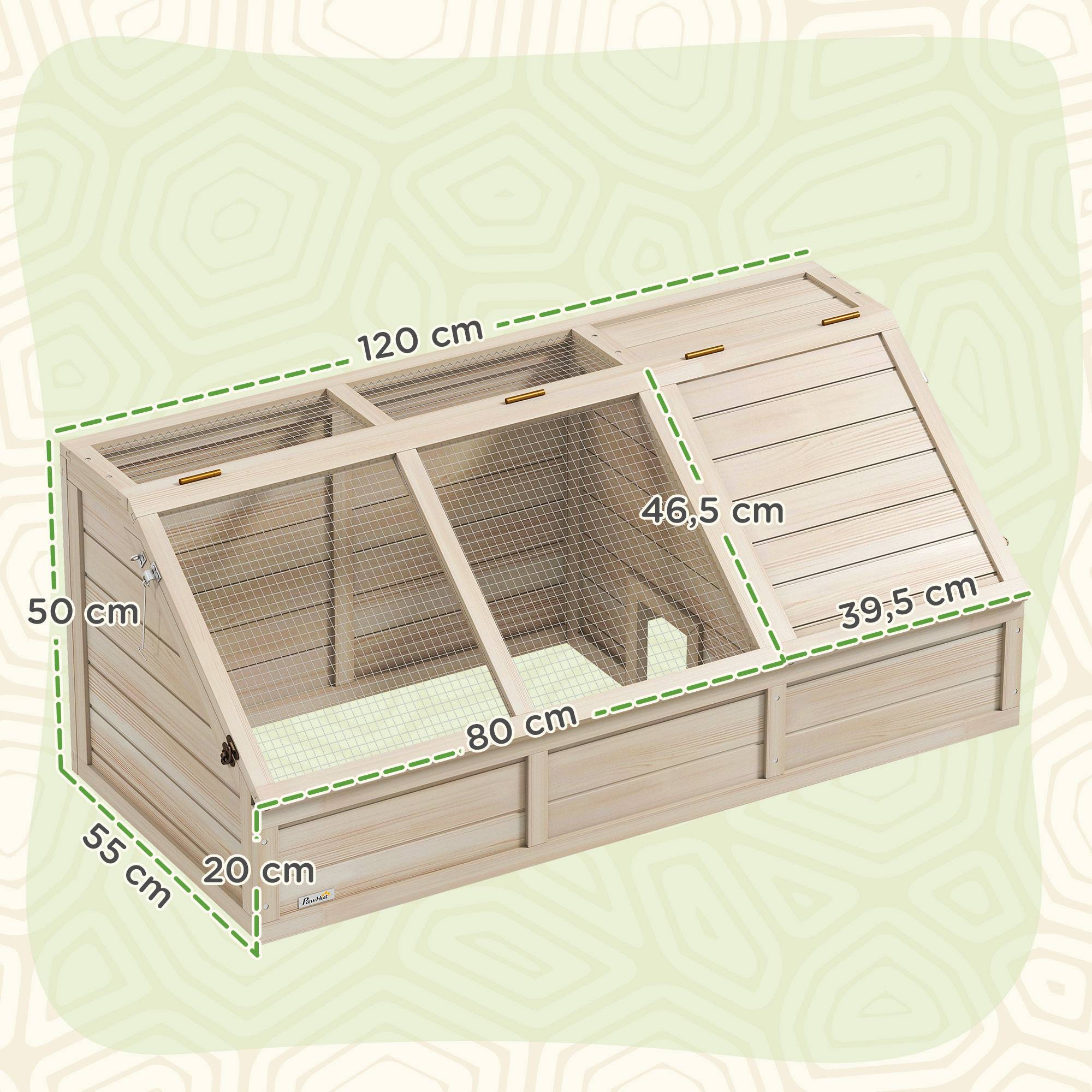 Enclos pour tortue bois naturel 120 x 55 x 50 cm - PANGIVO - Image 5