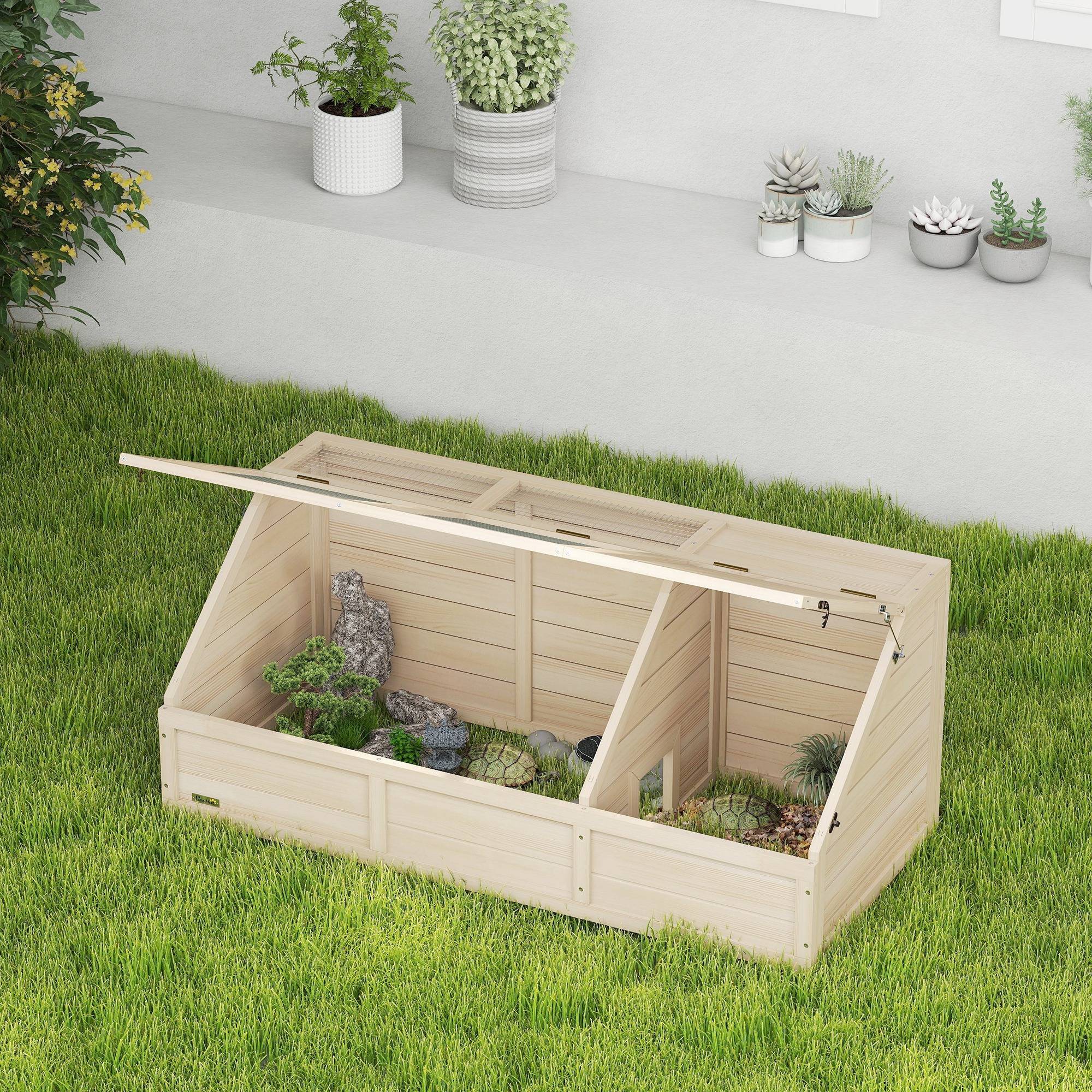 Enclos pour tortue bois naturel 120 x 55 x 50 cm - PANGIVO - Image 4