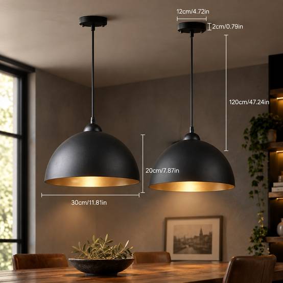 Suspension Industrielle Vintage Métal Noir Lot de 2 - Image 6