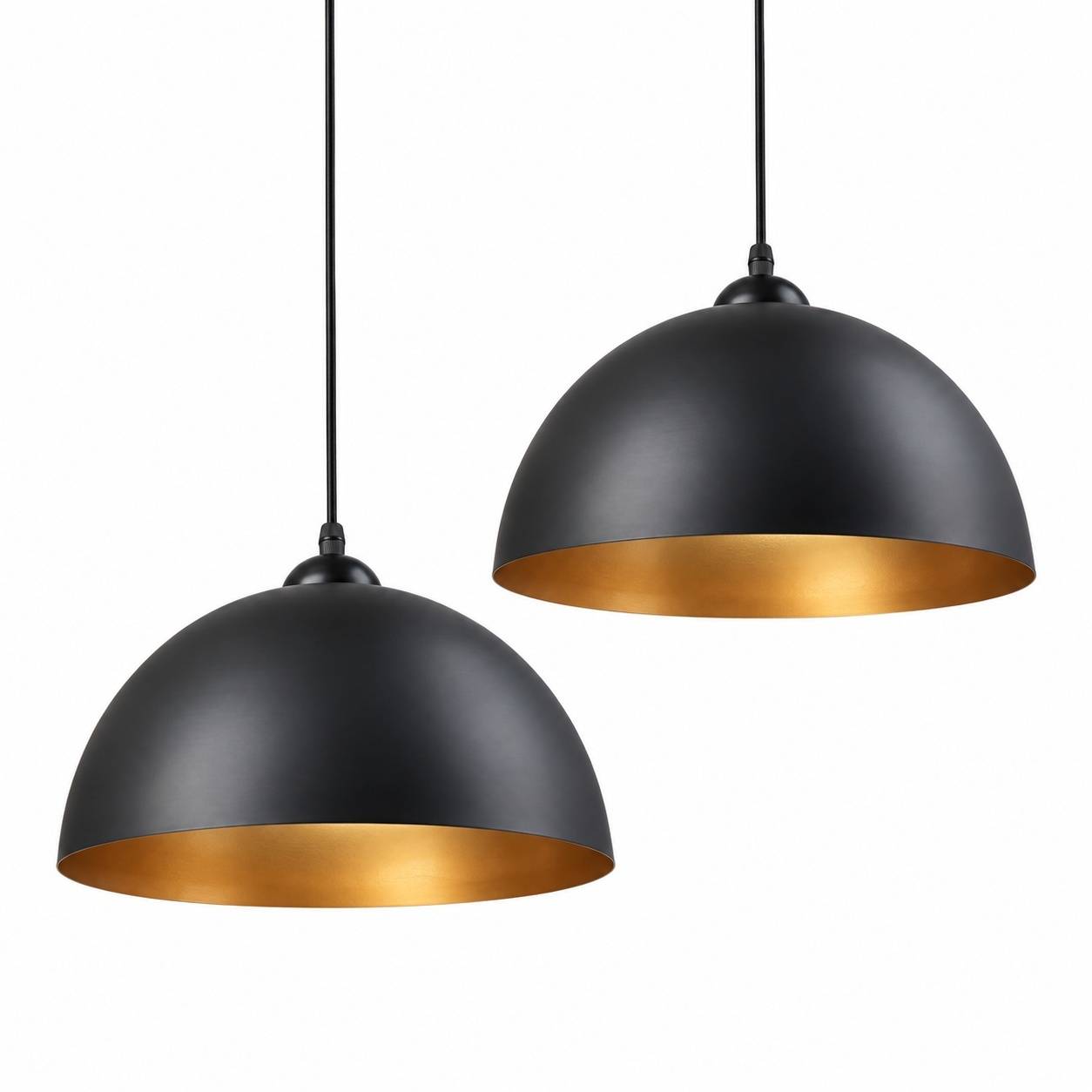 Suspension Industrielle Vintage Métal Noir Lot de 2 - Image 1