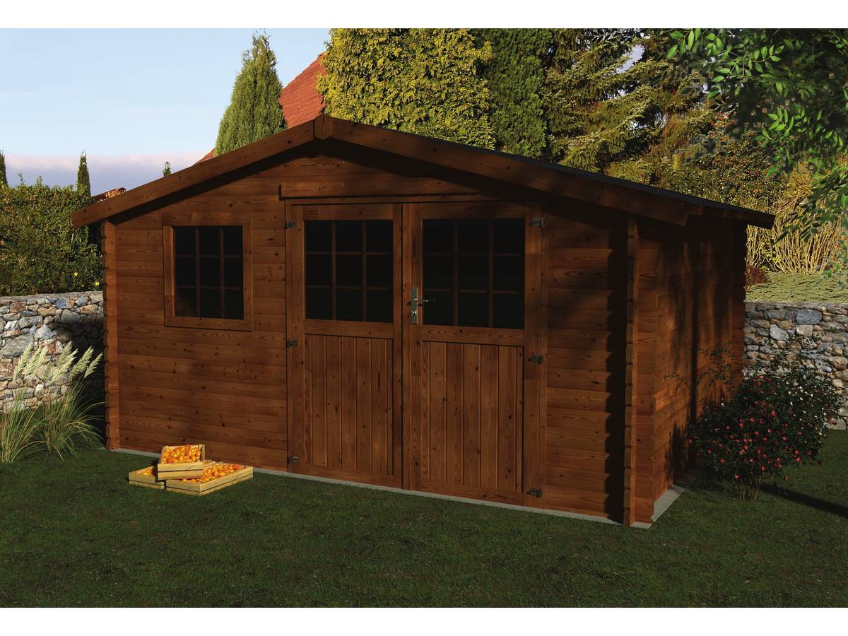 Decor et Jardin - Abri Jardin Bois "valerian" - 11.86 M² - 3.98 X 2.98 X 2.29 M - 34 Mm - Traité Marron -decor Et Jardin - Imagen 2