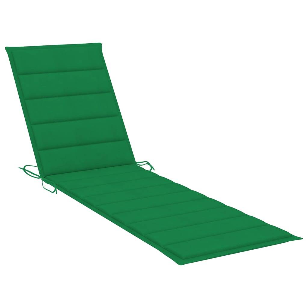 Helloshop26 - Lot de 2 transats chaise longue bain de soleil lit de jardin terrasse meuble d'extérieur avec coussin vert bois de teck solide - Imagen 7