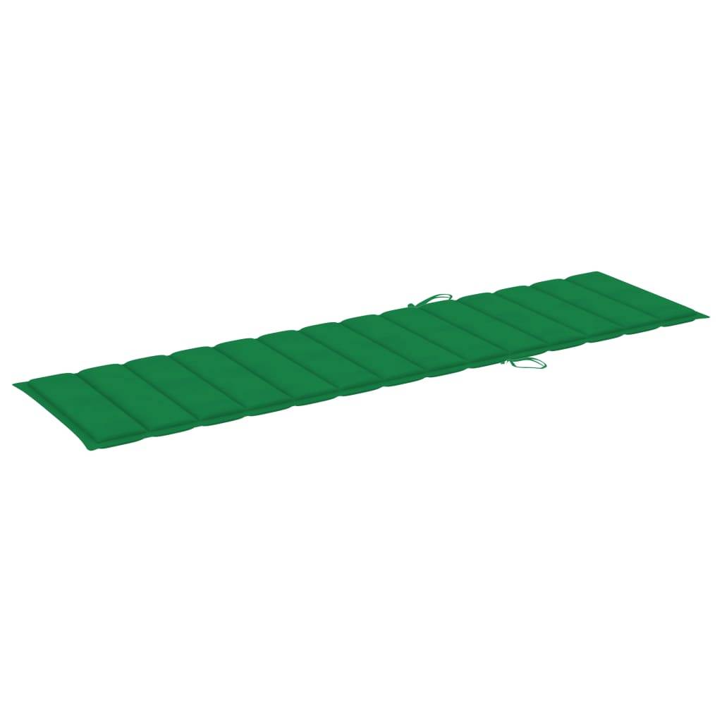 Helloshop26 - Lot de 2 transats chaise longue bain de soleil lit de jardin terrasse meuble d'extérieur avec coussin vert bois de teck solide - Imagen 8
