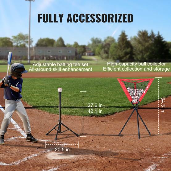 VEVOR Filet entraînement baseball 244x211 cm, 12 balles, tee, collecteur. - Image 5