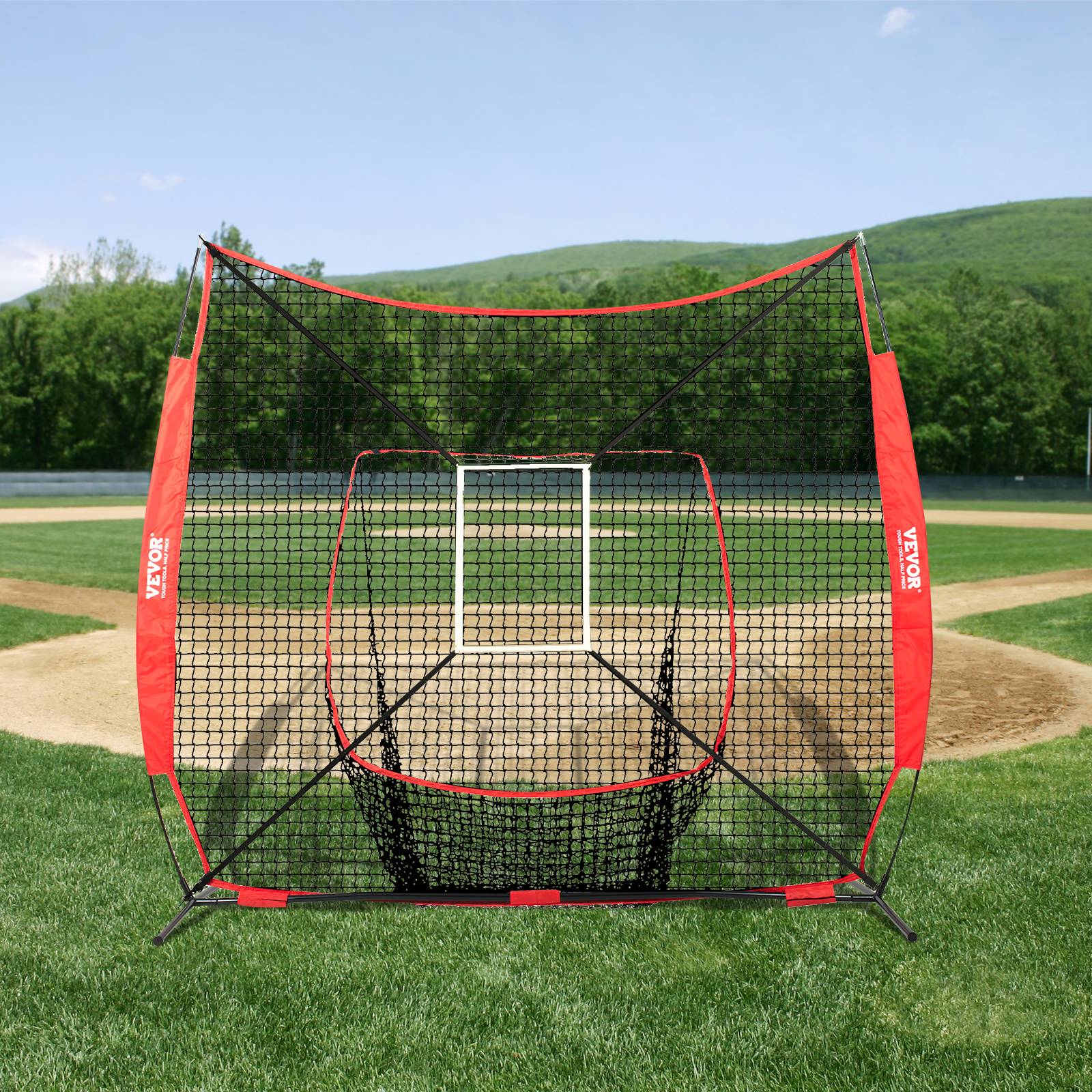 VEVOR Filet entraînement baseball 244x211 cm, 12 balles, tee, collecteur. - Image 8