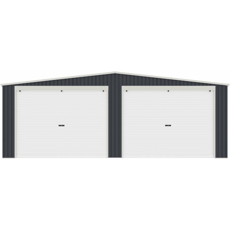 X-Metal - Garage double 32,67m² acier galvanisé anthracite X-Metal avec 2 portes enroulables et visserie inox - Image 4
