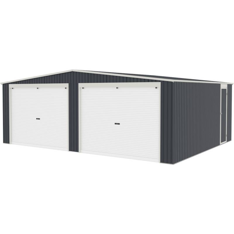 X-Metal - Garage double 32,67m² acier galvanisé anthracite X-Metal avec 2 portes enroulables et visserie inox - Image 6