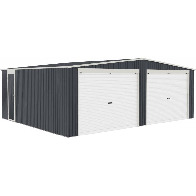 X-Metal - Garage double 32,67m² acier galvanisé anthracite X-Metal avec 2 portes enroulables et visserie inox - Image 5