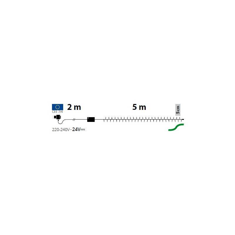 Lotti - Guirlande lumineuse 5M 100 LED blanc chaud 8 modes Timer câble vert 24V IP44 Lotti - Imagen 2