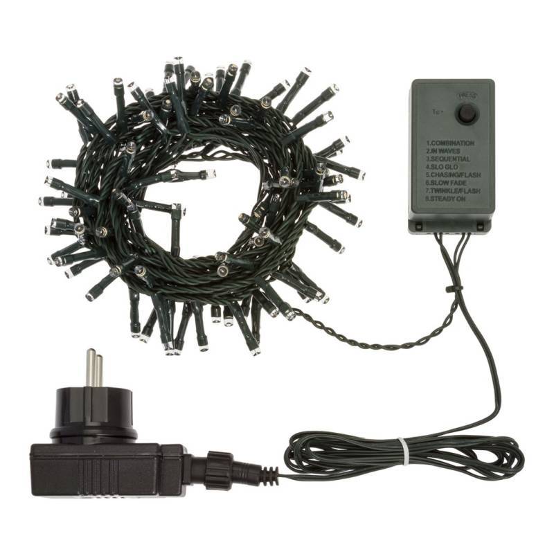 Lotti - Guirlande lumineuse 5M 100 LED blanc chaud 8 modes Timer câble vert 24V IP44 Lotti - Imagen 3