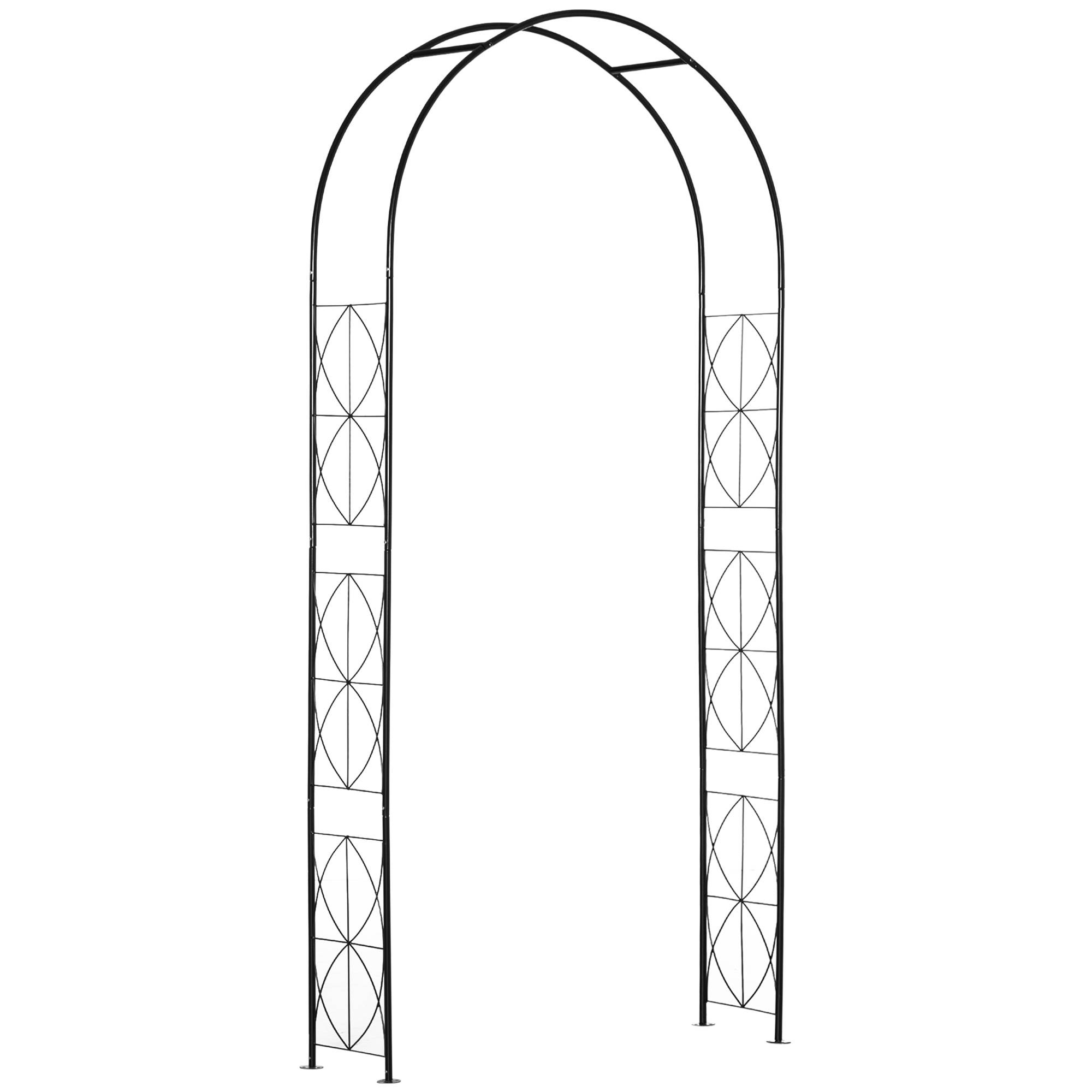 Arche de jardin métal plantes grimpantes support décoratif 114x30x230cm noir - ComfortXL Outdoor Living - Image 1