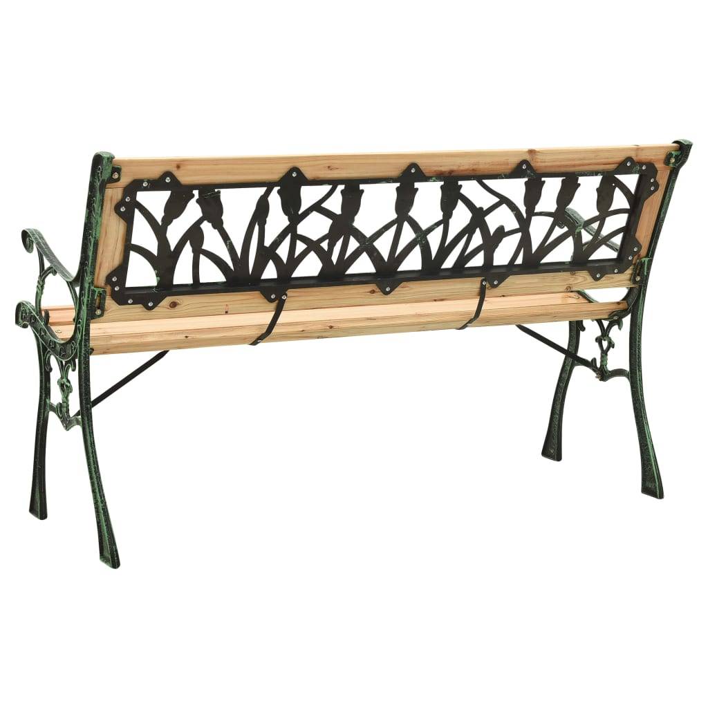 PANGIVO - Banc de jardin bois et fonte naturel 122 x 54 x 73 cm, Poids:12.8kg - PANGIVO - Image 4