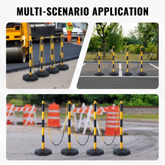 VEVOR 4PCs Poteaux de Signalisation Cône de Signalisation sur Socle Chaîne 2,4 m - Image 6