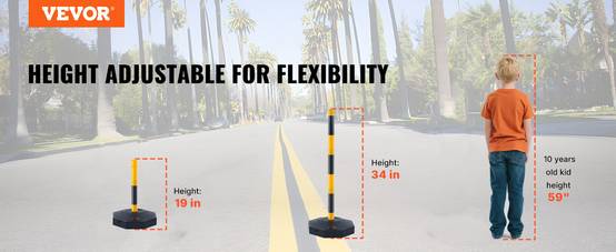 VEVOR 4PCs Poteaux de Signalisation Cône de Signalisation sur Socle Chaîne 2,4 m - Image 9