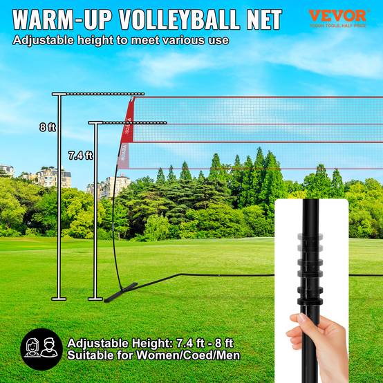 Vevor - VEVOR Filet d'entraînement de volley-ball autoportant 14 ft, hauteur réglable 7,4–8 ft, portable avec sac de transport. - Image 2