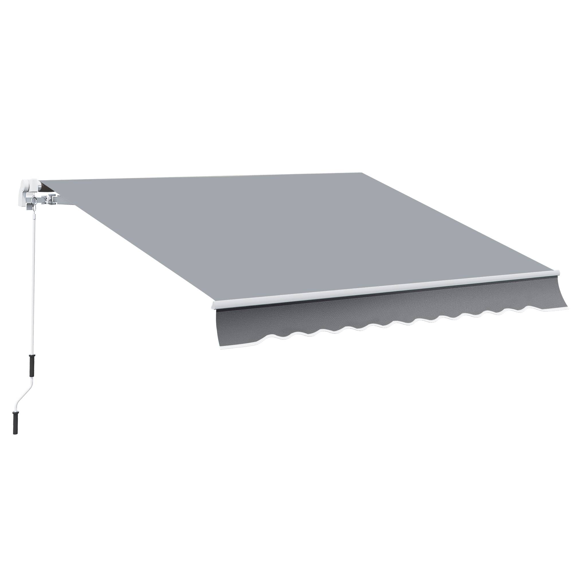 Store banne manuel rétractable 395 x 245 cm, auvent terrasse avec manivelle,aluminium, polyester 280 g/m², protection UV, gris