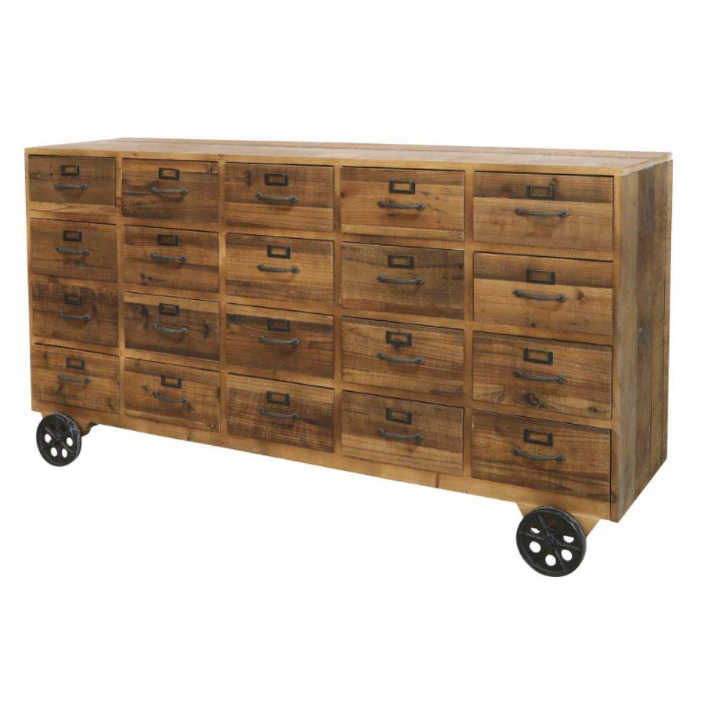 Chemin De Campagne - Comptoir buffet d'épicerie en bois marron et fer noir 156 x38.5 x75 cm Chemin de campagne - Imagen 1